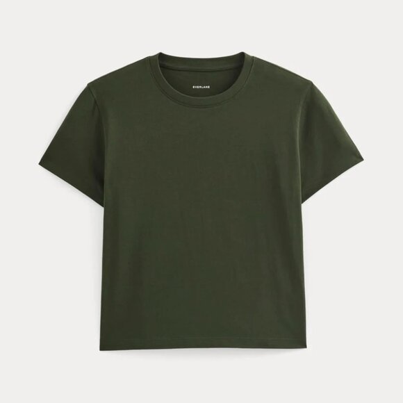 Everlane The Box Cut Tee in Essential Cotton in Dark Green, Size X-Small - Picture 4 of 8